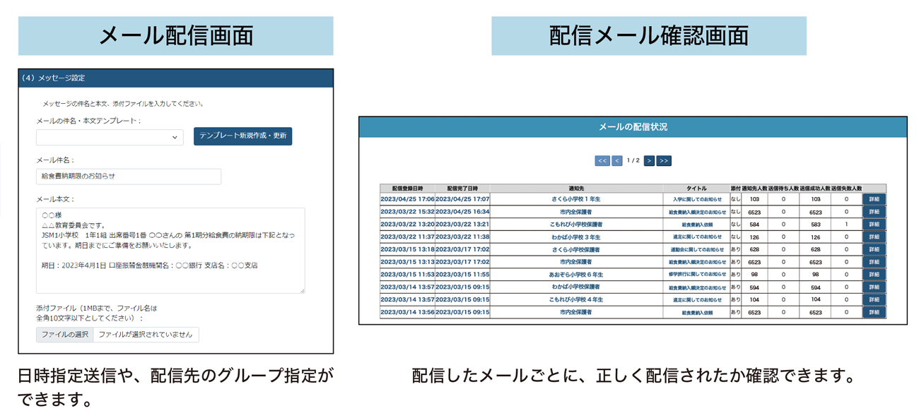 メール配信システム画面イメージ